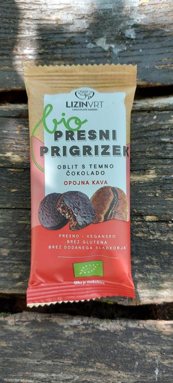 AKCIJA(paket25) Presni prigrizek oblit s temno čokolado - kava 30 g