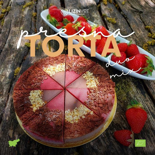 Raw cake with EKO certification - DUO MIX - strawberry/chocolate & hazelnut (small/8 pieces/diameter-18)