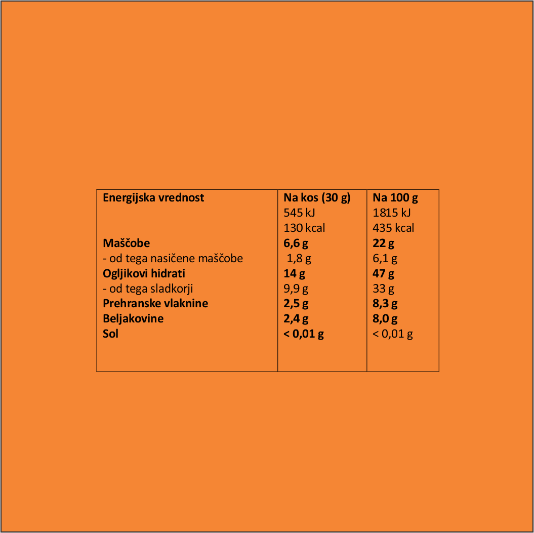 Bio presni prigrizek oblit s temno čokolado - pomaranča 30 g (PAKET 5+1 gratis)
