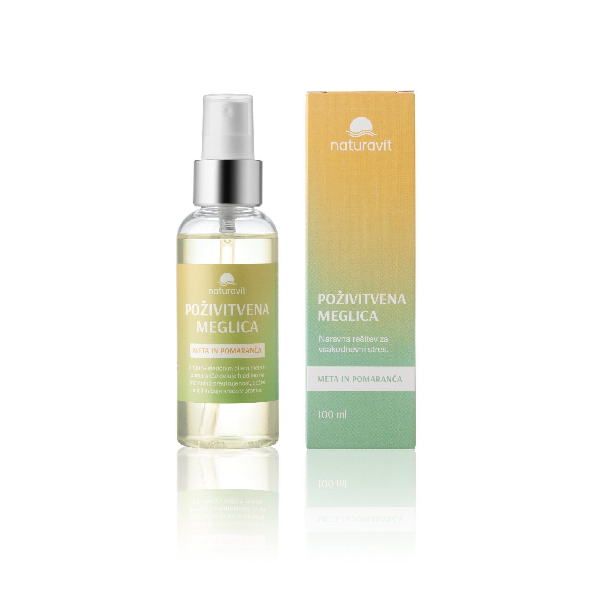 Revitalizing mist with peppermint and orange essential oil