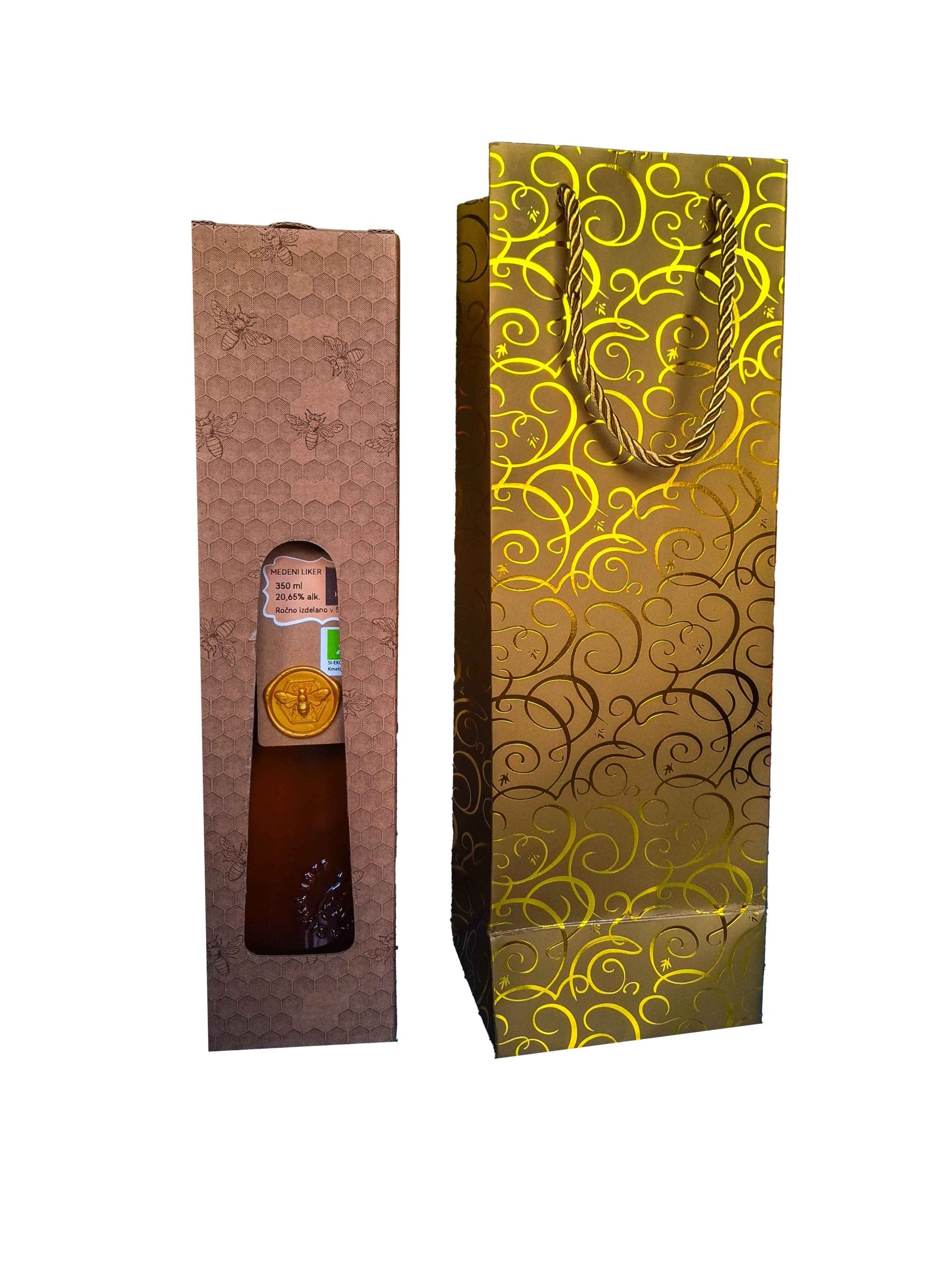 Organic Honey Liqueur Golden Drop 700ml in Golden Packaging