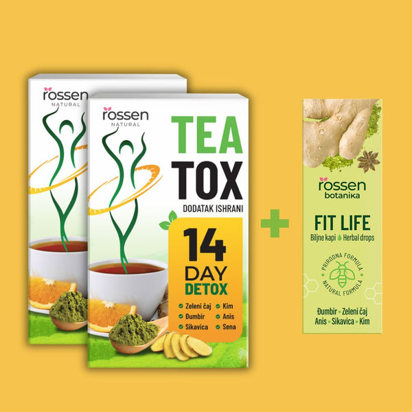 Té Teatox para Desintoxicación del Cuerpo 2x100 gr + Gotas FITlife