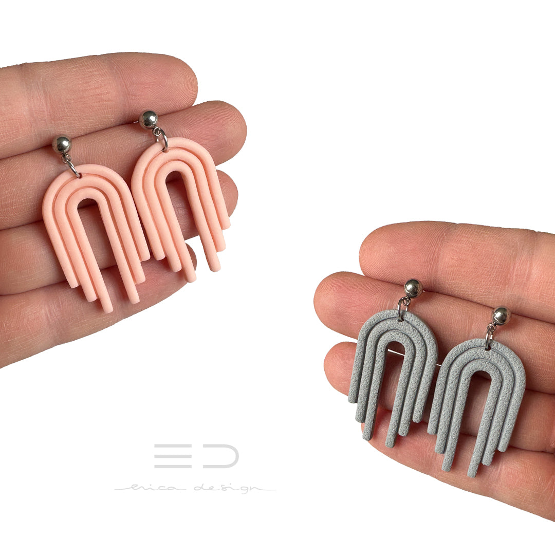 rainbow - hanging earrings | gray/apricot