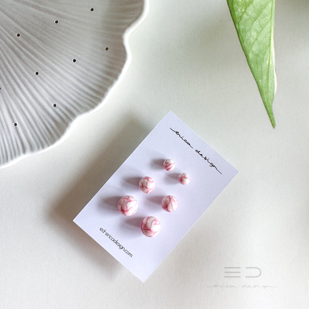 bulb marble pink earrings | size of your choice
