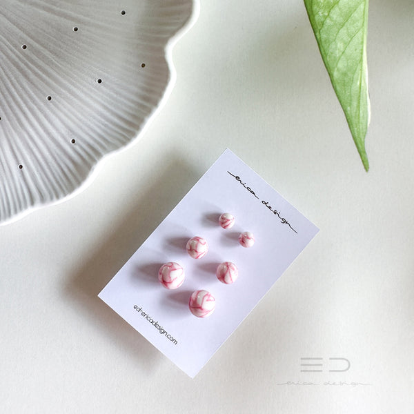 bulb marble pink earrings | size of your choice