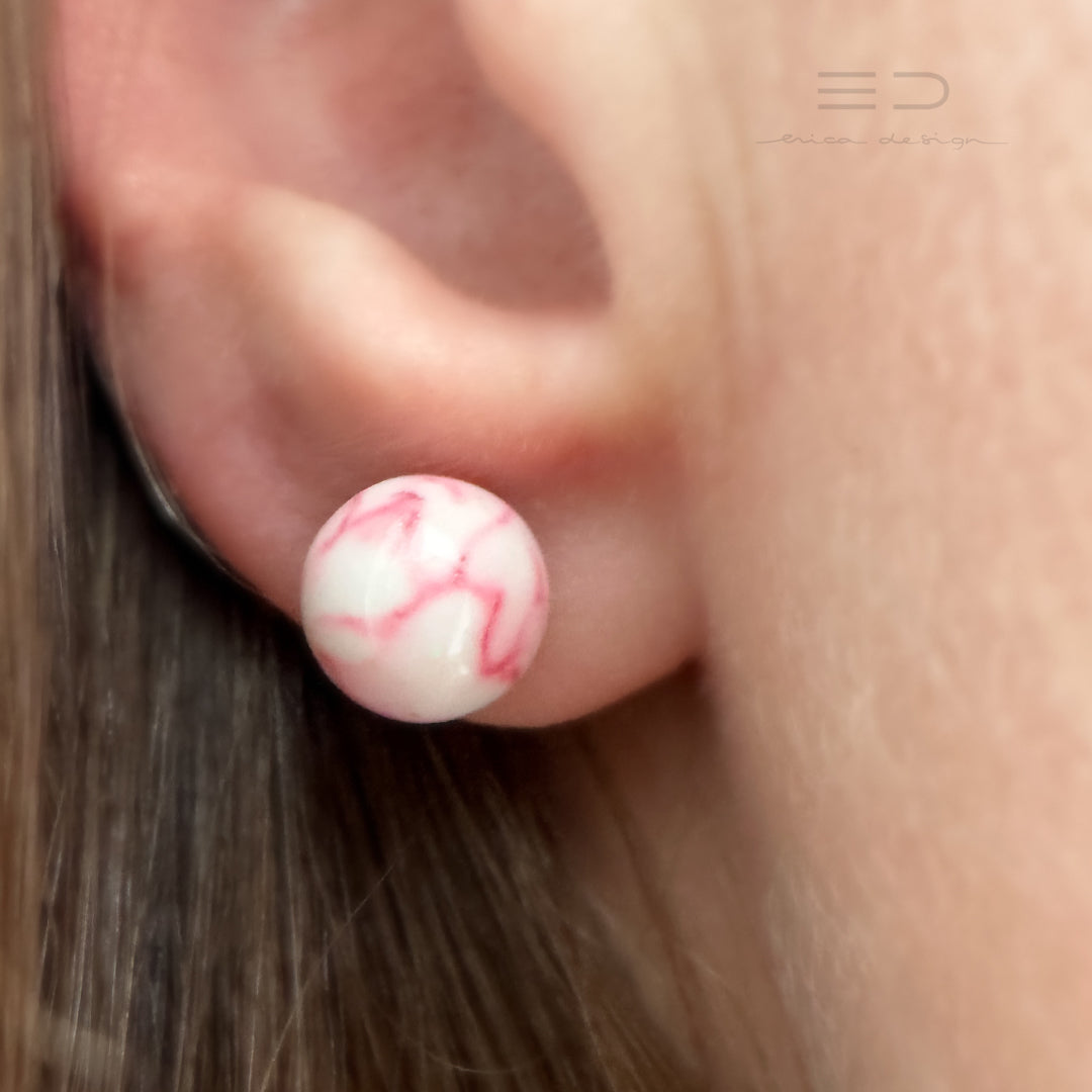 bulb marble pink earrings | size of your choice