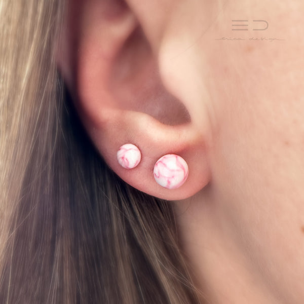 bulb marble pink earrings | size of your choice