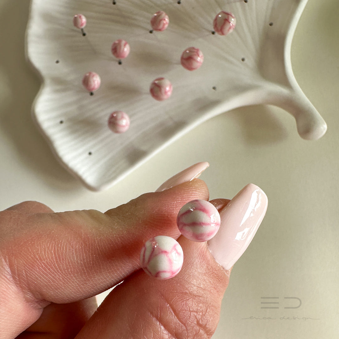 bulb marble pink earrings | size of your choice