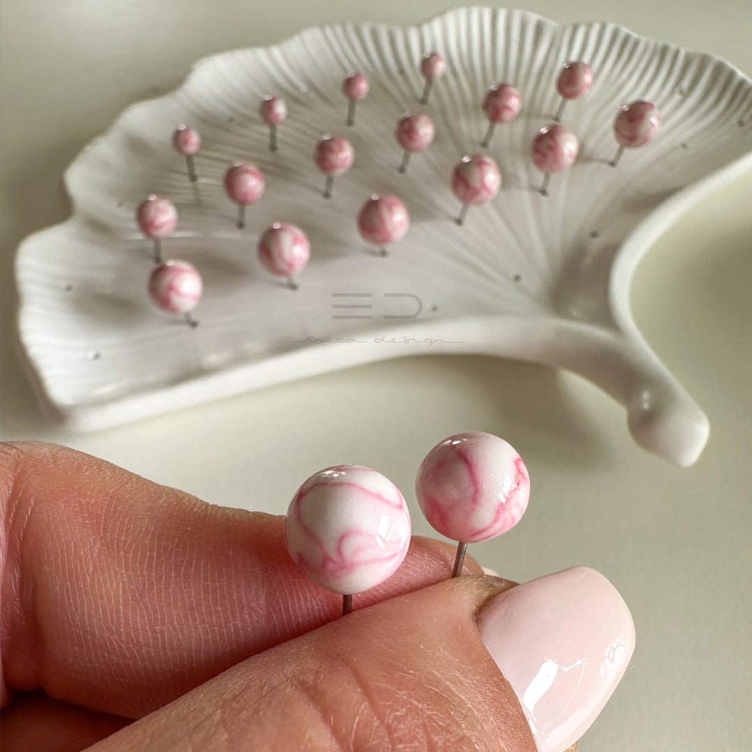 bulb marble pink earrings | size of your choice