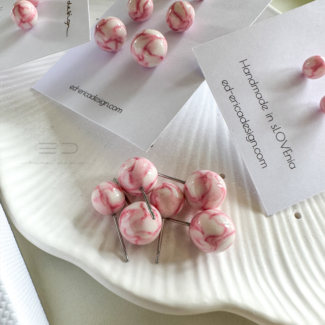 bulb marble pink earrings | size of your choice