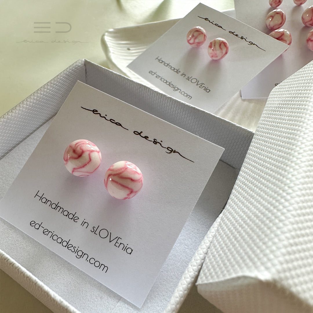 bulb marble pink earrings | size of your choice