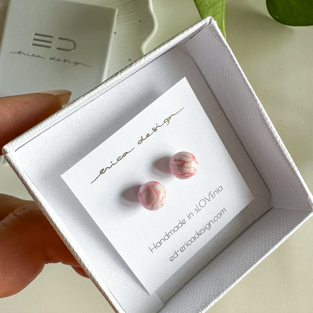 bulb marble pink earrings | size of your choice