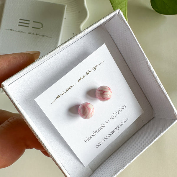 bulb marble pink earrings | size of your choice