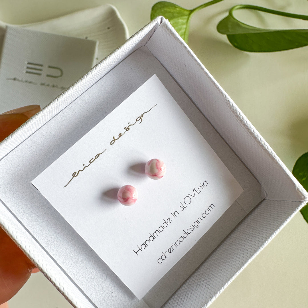 bulb marble pink earrings | size of your choice