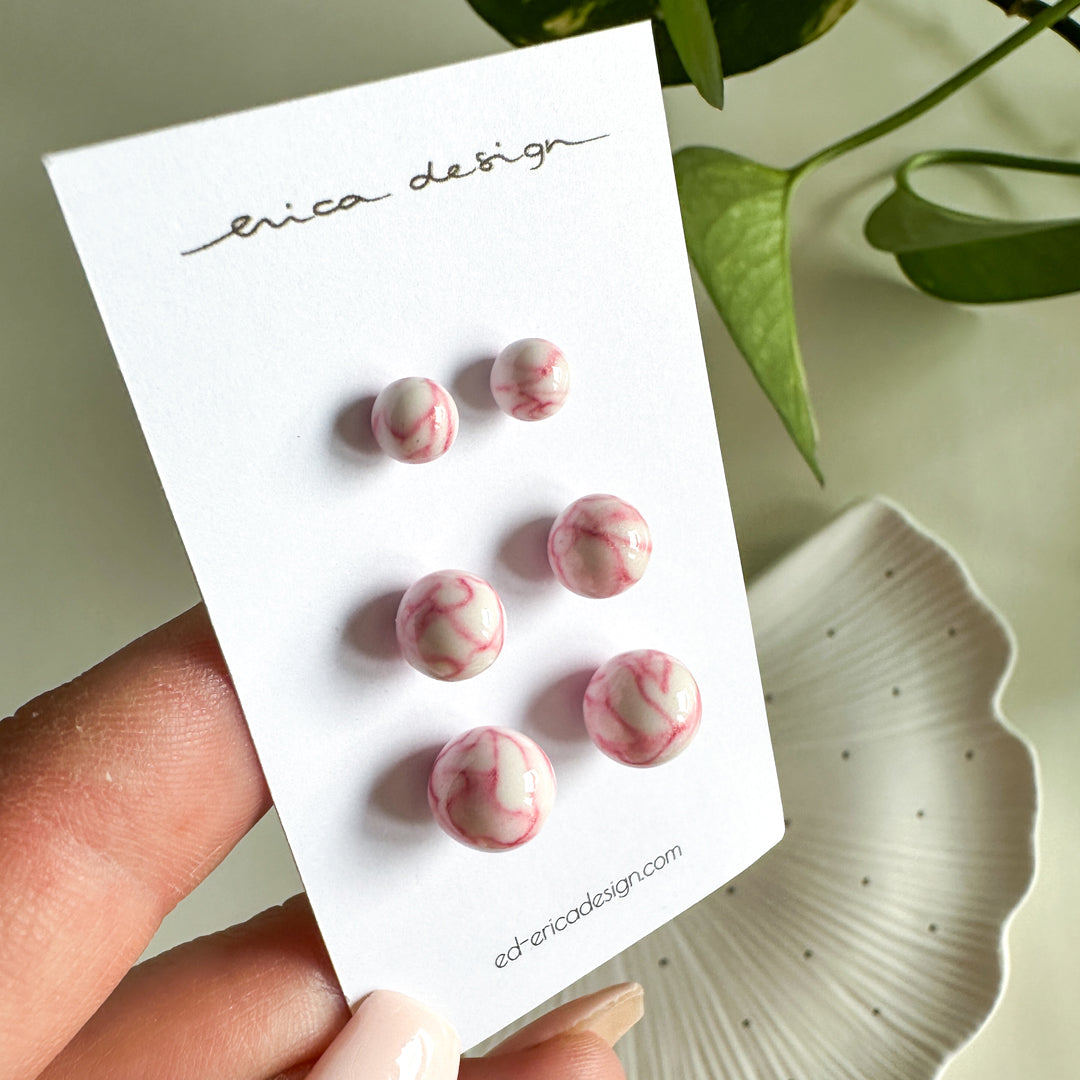 bulb marble pink earrings | size of your choice