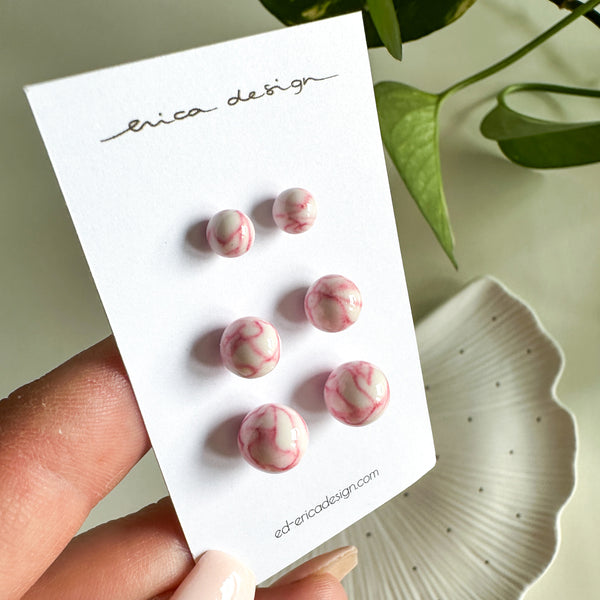 bulb marble pink earrings | size of your choice
