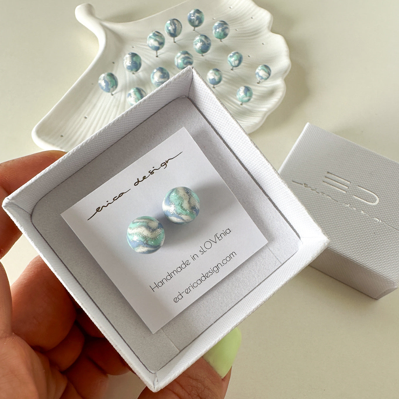 bulb earrings | blue