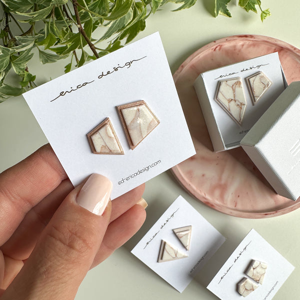 Asymmetric . Limited Edition | Stud Earrings Marble Rosegold