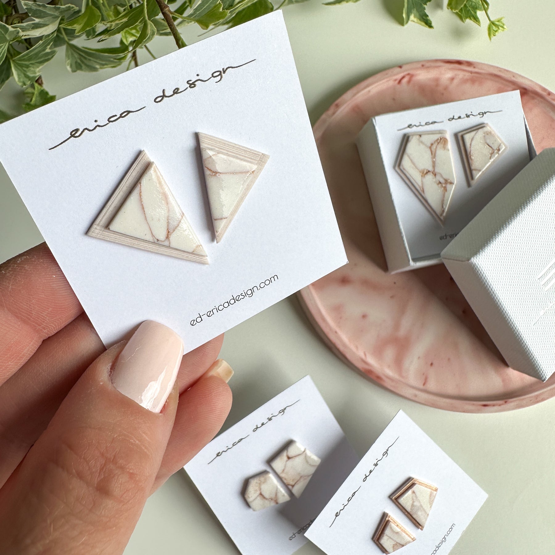 Asymmetric . Limited Edition | Stud Earrings Marble Rosegold