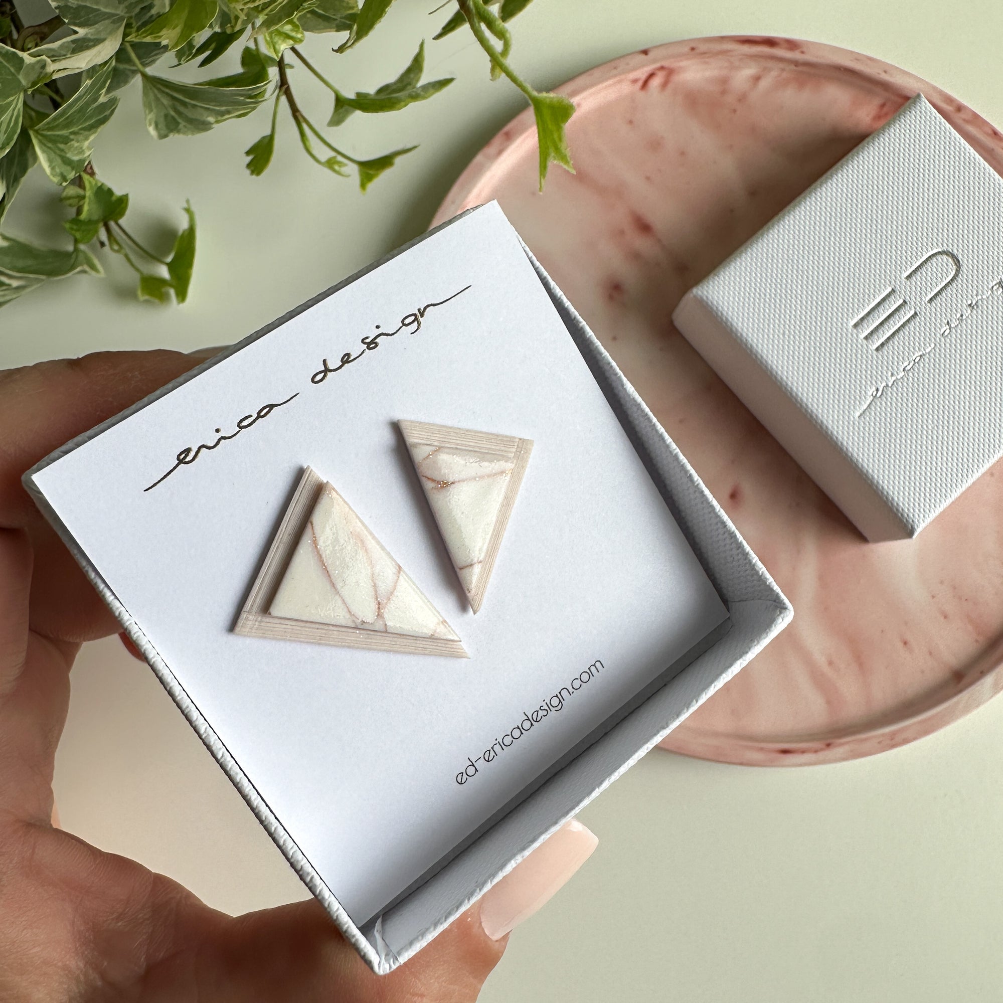 Asymmetric . Limited Edition | Stud Earrings Marble Rosegold