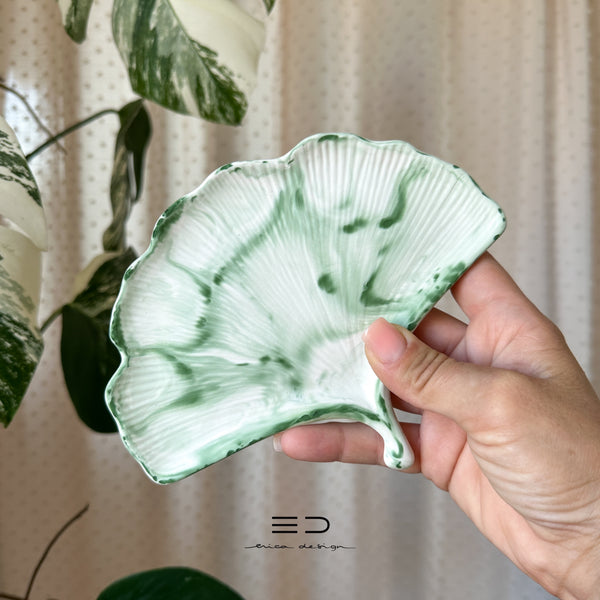 Decorative Ginkgo Tray | White Green