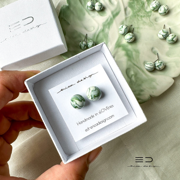 bulb earrings | marble green