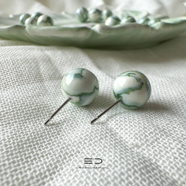 bulb earrings | marble green