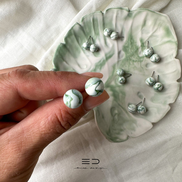 bulb earrings | marble green