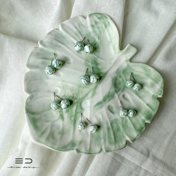 bulb earrings | marble green