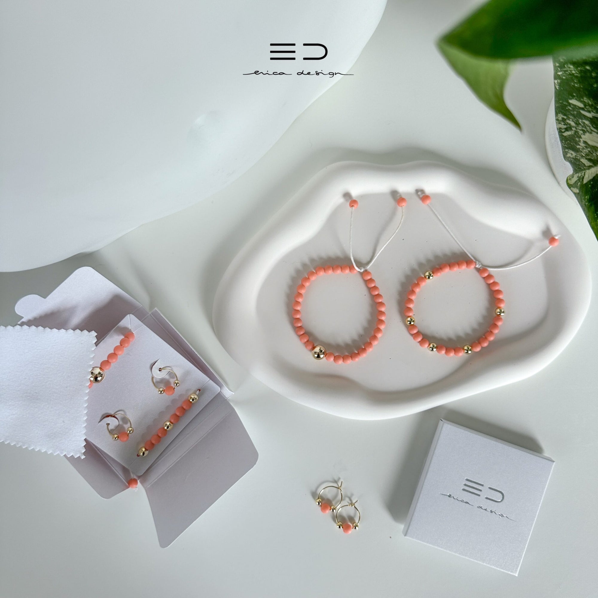 set | two bracelets, earrings