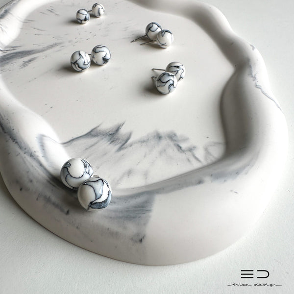 bulb earrings | black marble