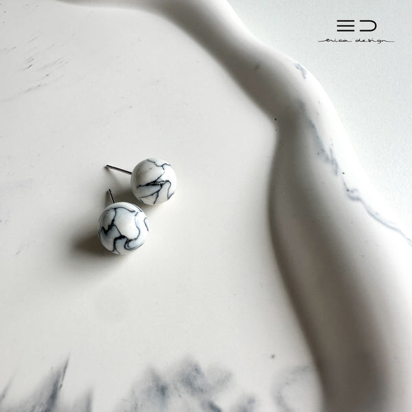 bulb earrings | black marble