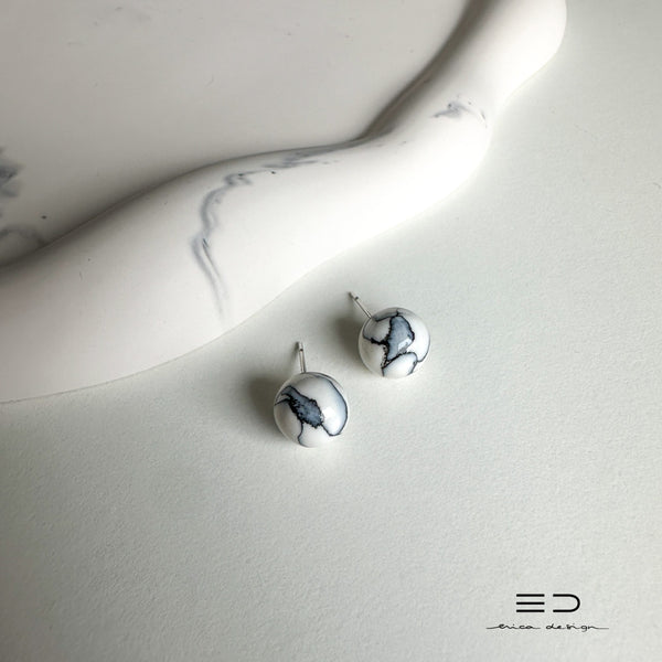 bulb earrings | black marble