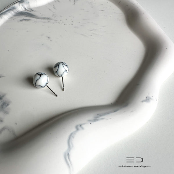 bulb earrings | black marble
