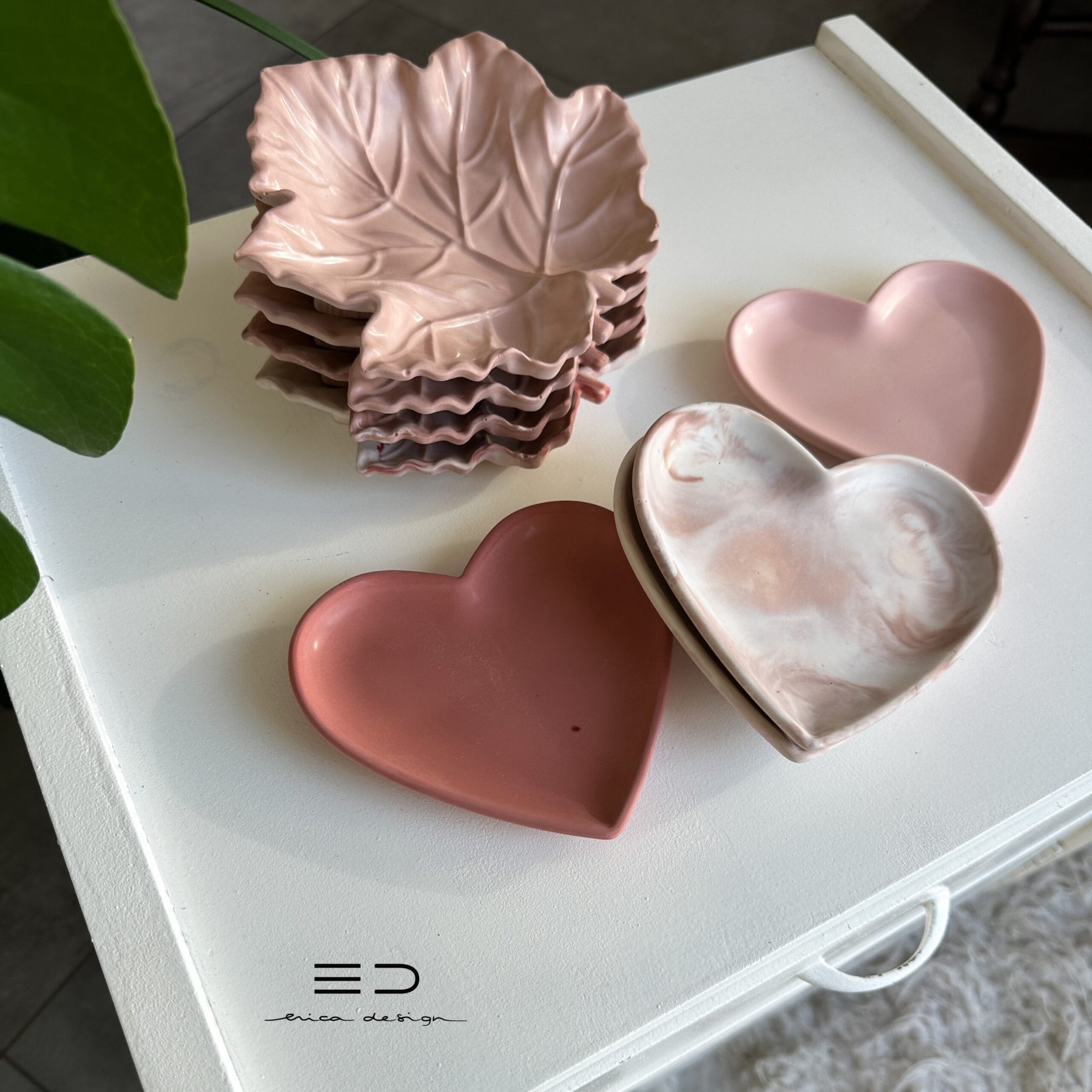 set de regalo | CORAZÓN | pendientes de botón + bandeja