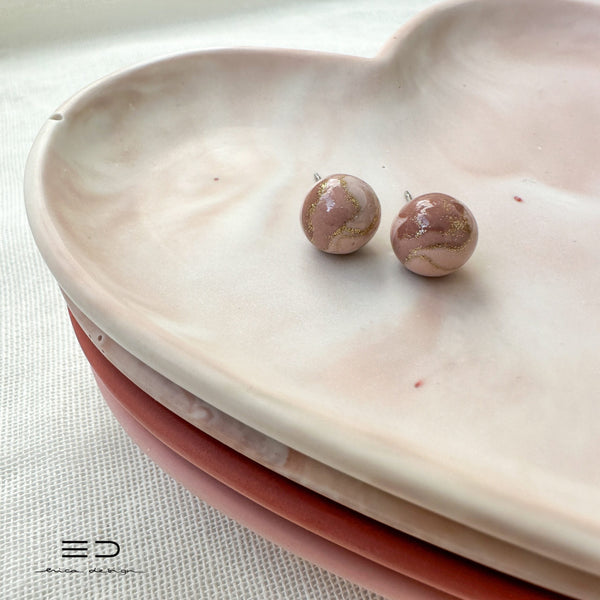 set de regalo | CORAZÓN | pendientes de botón + bandeja
