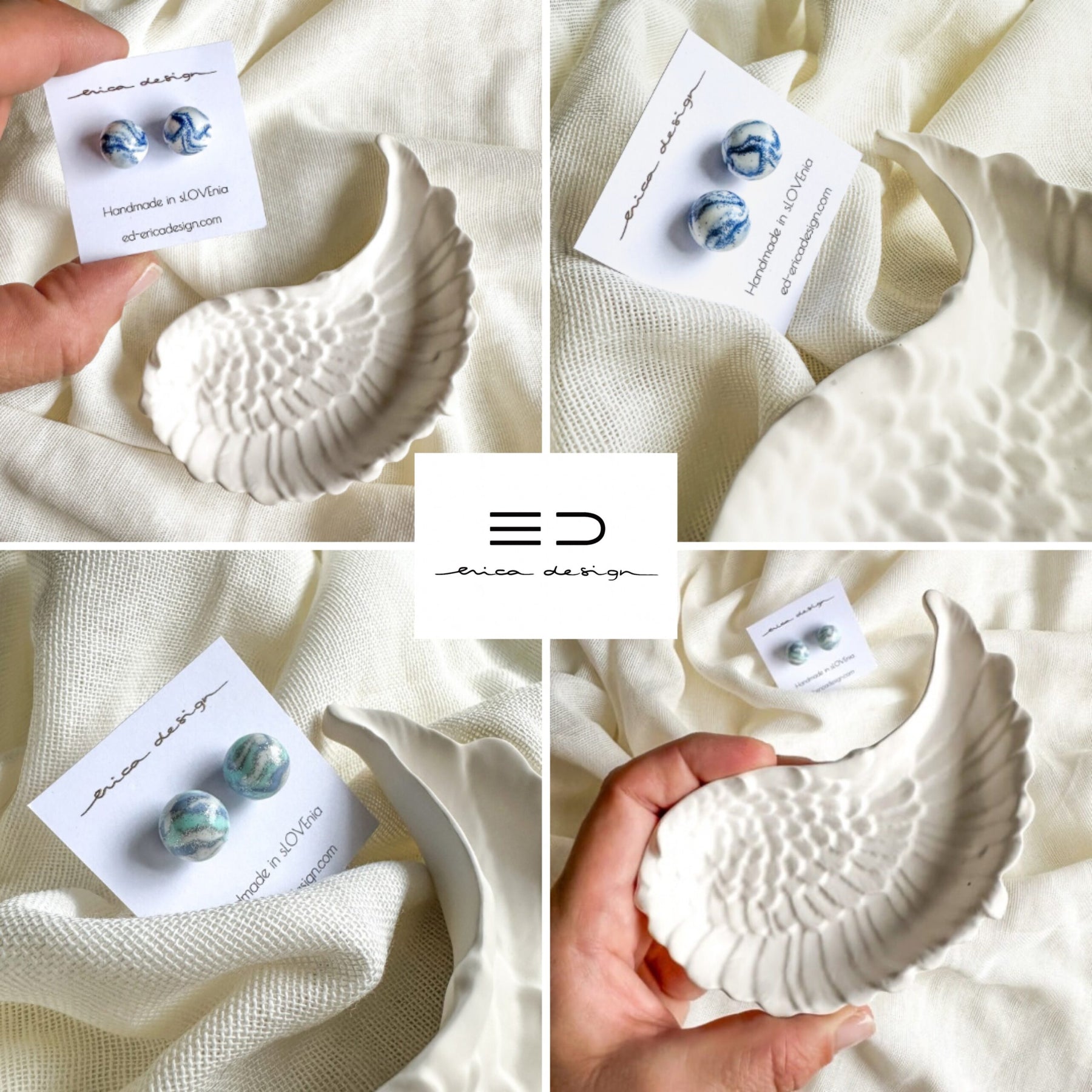 gift set | marble earrings + wing tray
