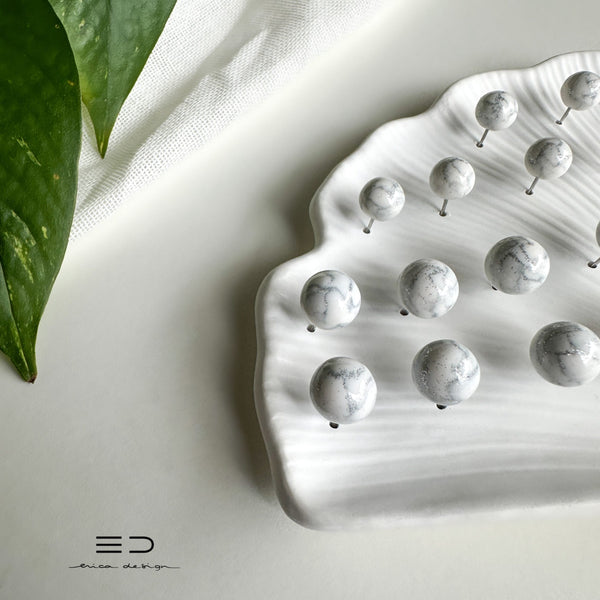 bulb earrings | marble silver glitter