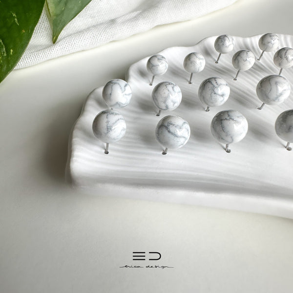 bulb earrings | marble silver glitter