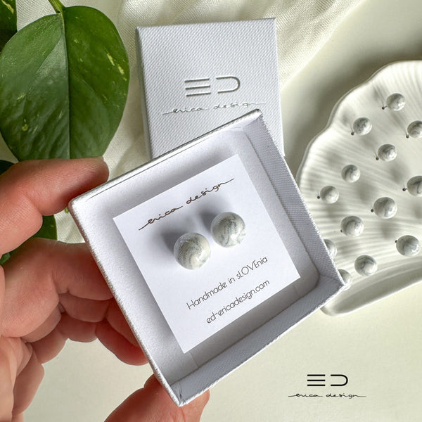 bulb earrings | marble silver glitter