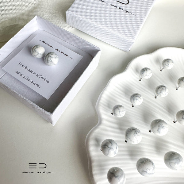 bulb earrings | marble silver glitter