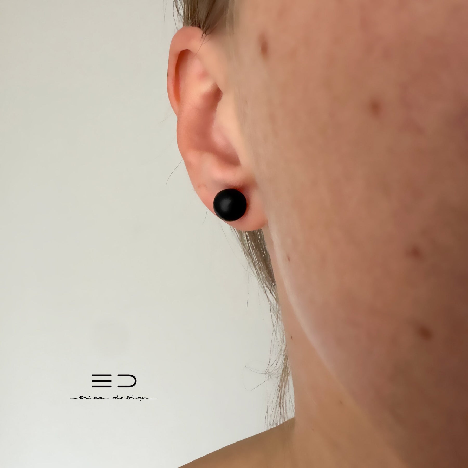 bombilla | perla negra | pendientes 2en1 + anillo