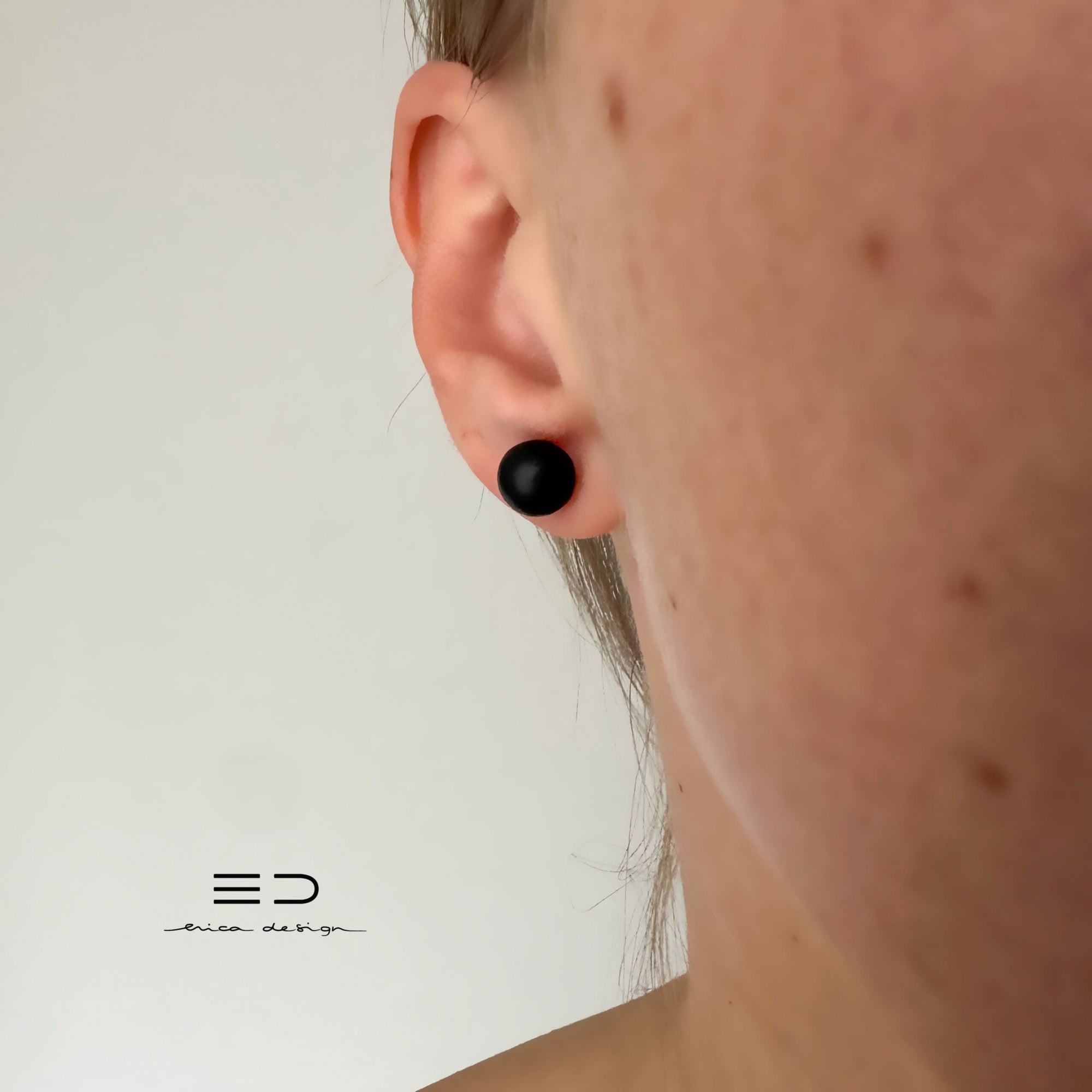 bombilla | perla negra | pendientes 2en1 + anillo