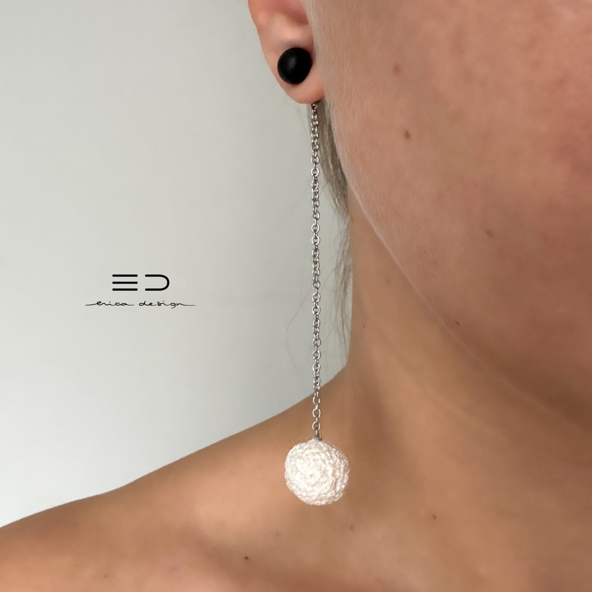 bulb | black and pearl color | 2in1 earrings + ring