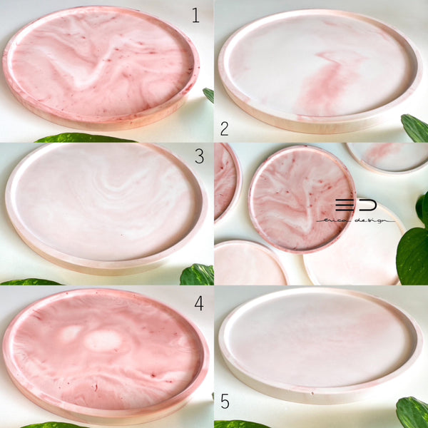 decorative tray round | pink