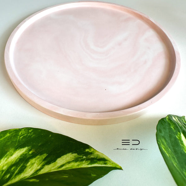 decorative tray round | pink