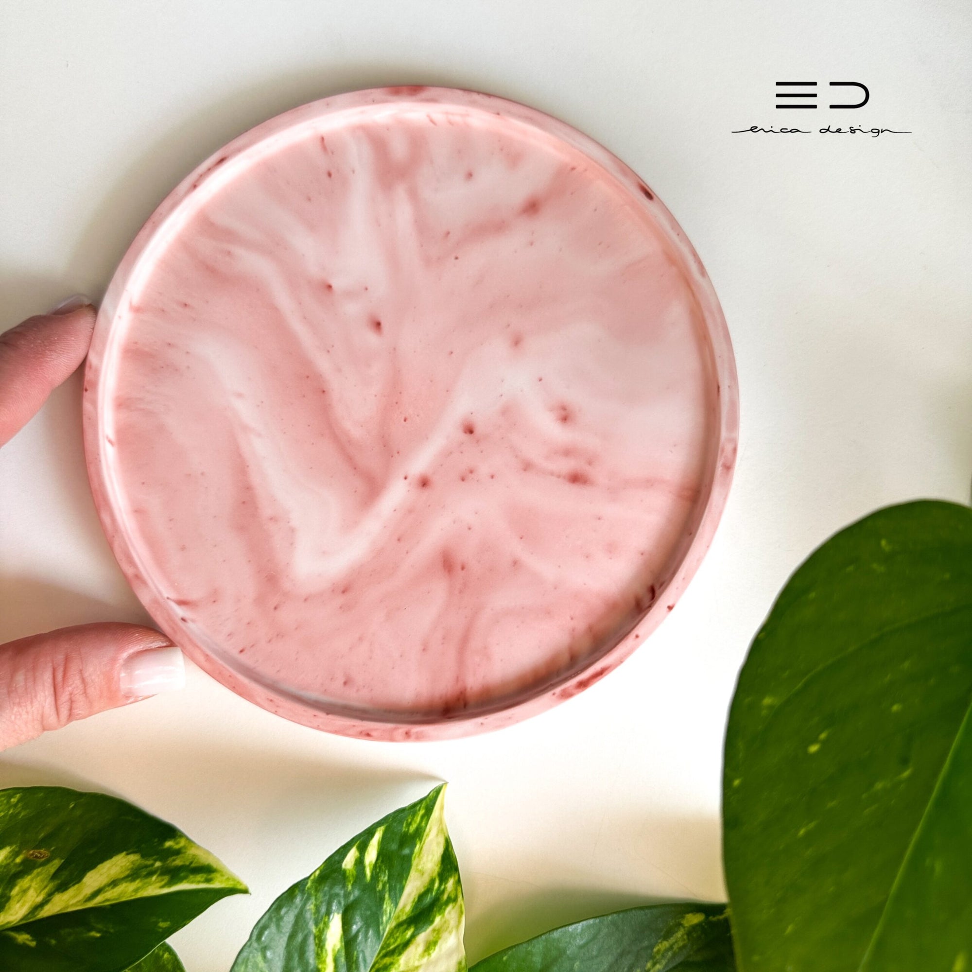 decorative tray round | pink