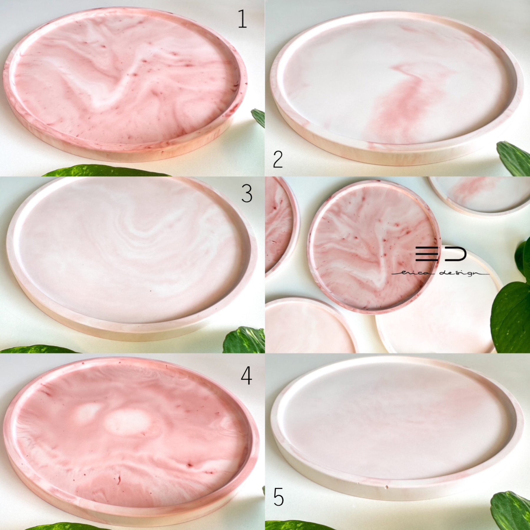 decorative tray round | pink