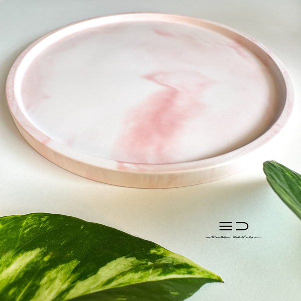 decorative tray round | pink
