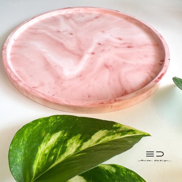 decorative tray round | pink